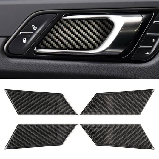 Carbon fiber door bowl decal set, black weave pattern, curved interior insert