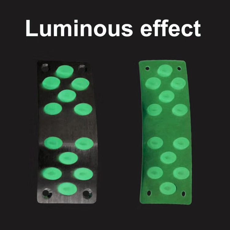 Luminous effect car pedal covers with green glowing inserts on two pads