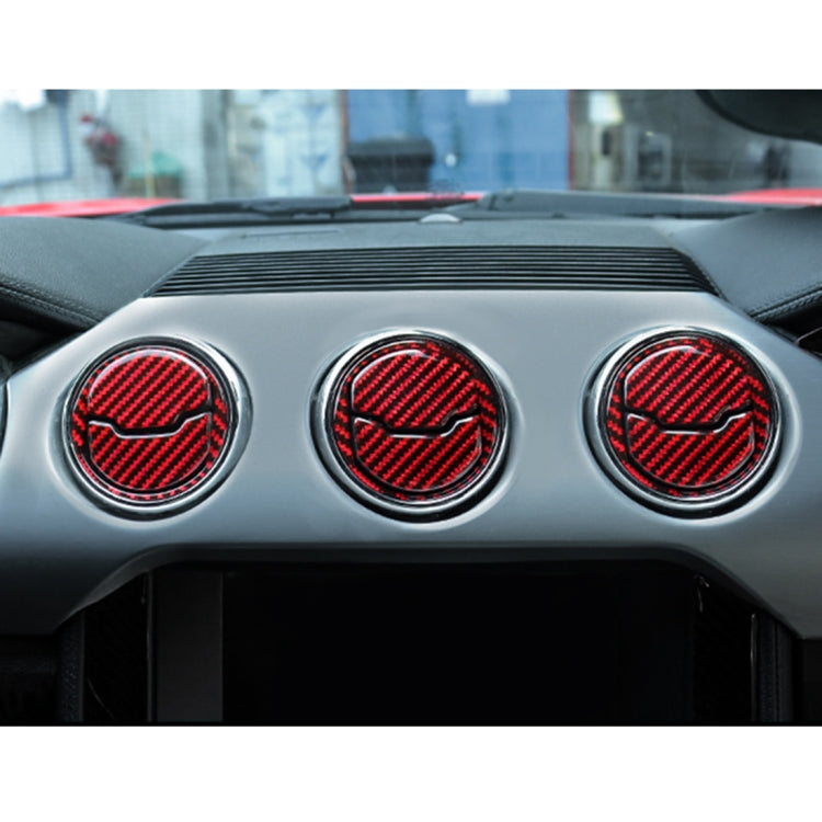 Three circular central air outlet frame stickers with red carbon-fiber inserts