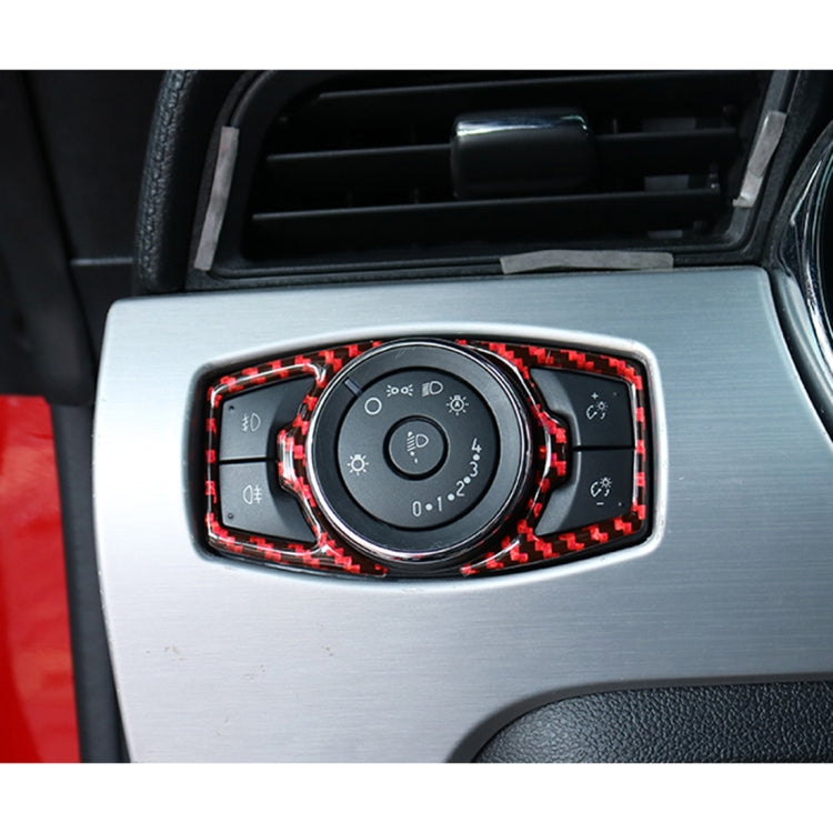 2 in 1 Car Carbon Fiber Headlight Switch Button Frame Decorative Sticker for Ford Mustang 2015-2020, Headlight Switch Button