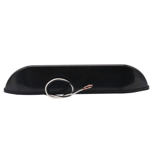 Black LED dome deck light housing with cable wires exiting one side