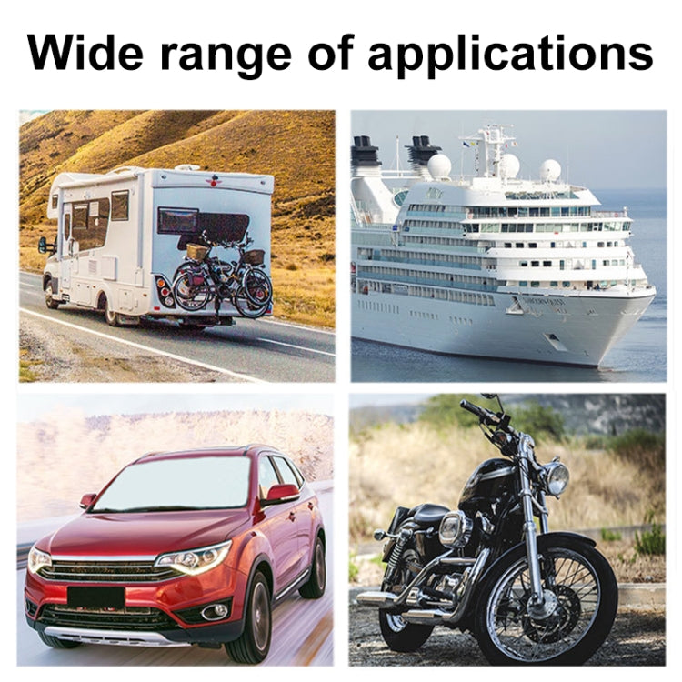 Wide range of applications graphic with car, truck, ship, and motorcycle images