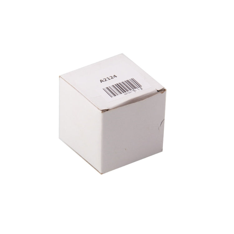 Car thermostat shipping box, white carton with barcode label on top