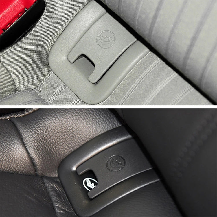 ISOFIX child seat cover plates in light and dark gray on car seat