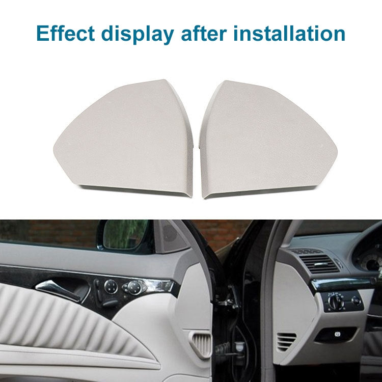 Light grey front door trim cover panels shown installed on car door area