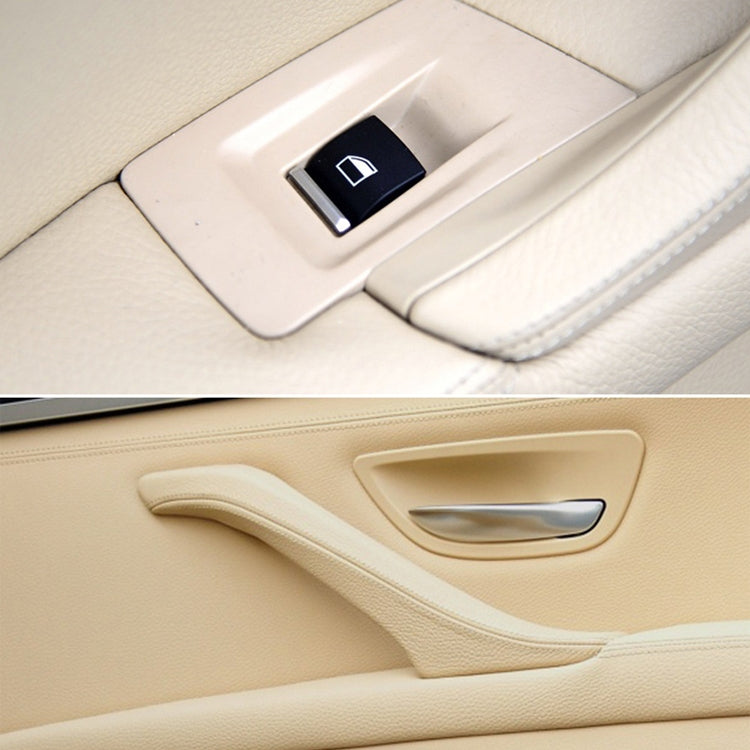 Beige door handle pull trim cover with chrome accent and black window switch insert