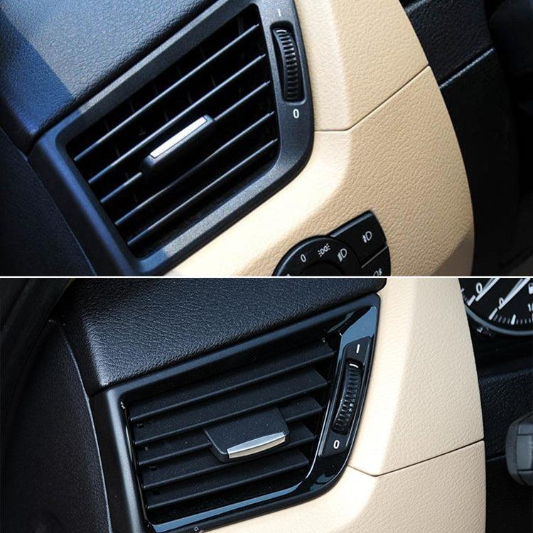 Pair of left AC vent inserts shown in car dash, black grille and control knob