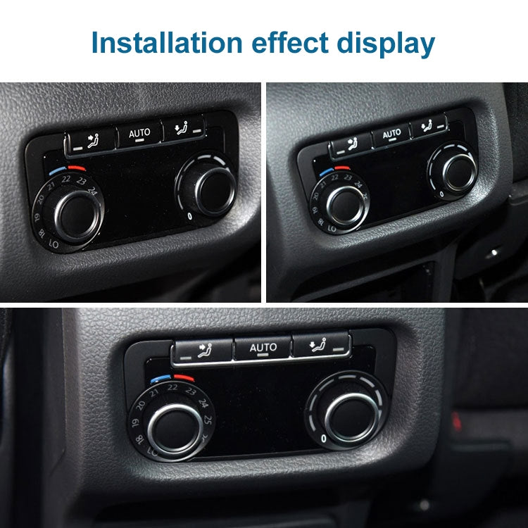 Installed rear AC knob covers on control panel, chrome-ringed knobs