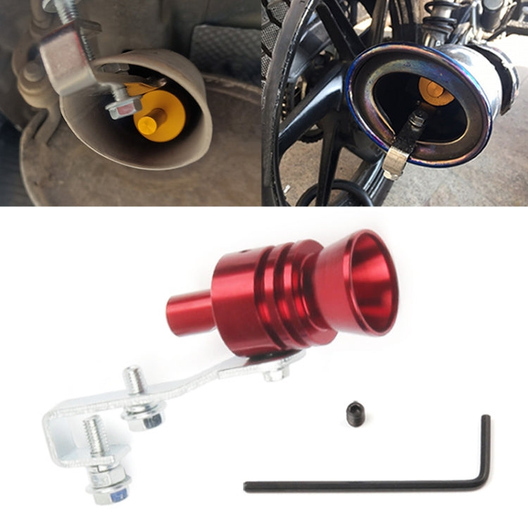 Red aluminum exhaust whistle muffler pipe with mounting clamp and L-shaped hex key