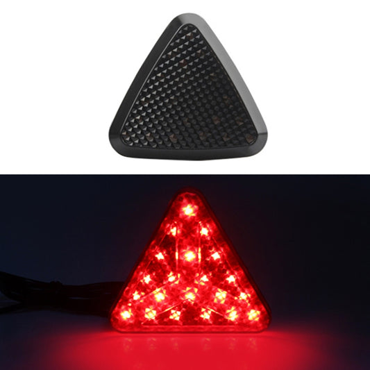 Triangle LED bike tail light with black housing and red lens, unlit