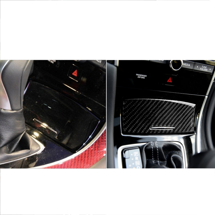 Before-and-after view showing carbon fiber ashtray trim sticker installed