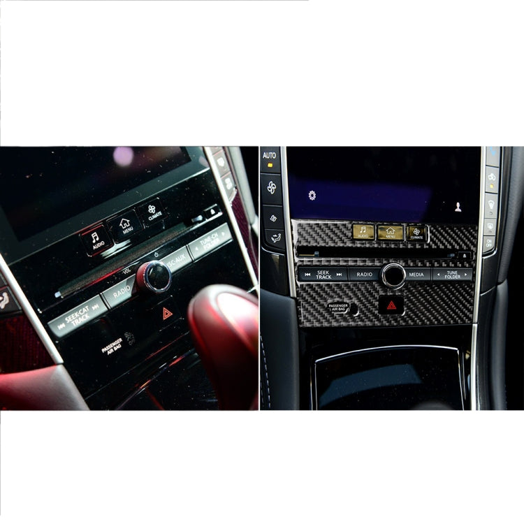 Car Carbon Fiber CD Console Panel Decorative Sticker for Infiniti Q50 / Q60 2014-2020, CD Console Panel (B)