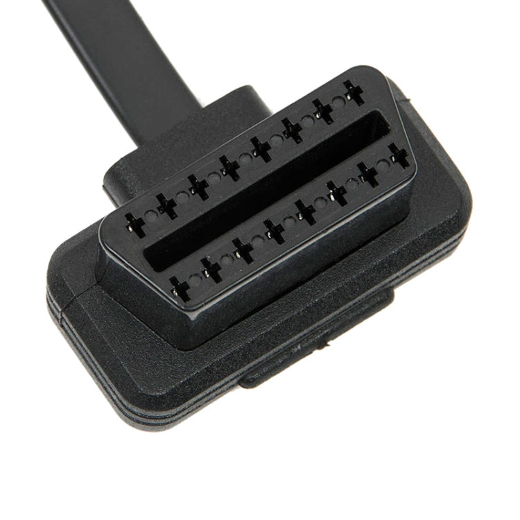 16-pin OBD2 connector socket end with pin slots on black housing