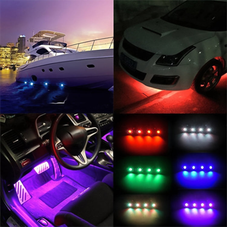 RGB car atmosphere lights showing multiple colors on exterior and interior at night
