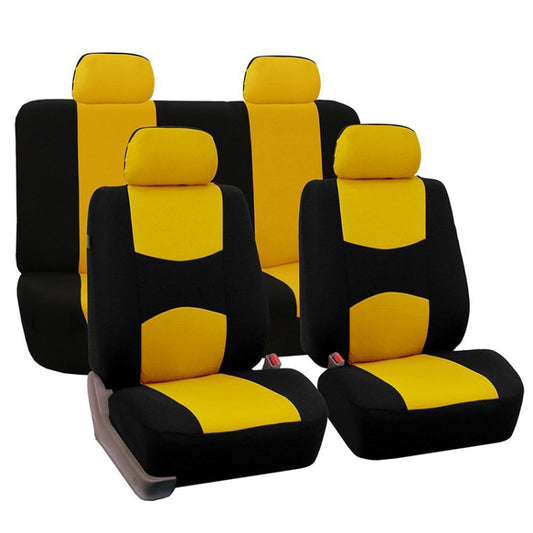 Universal car seat cushion mat set, anti-slip, gray and black 9-piece set for 5 seats