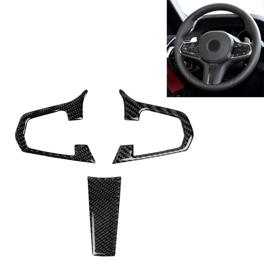 3-piece carbon fiber steering wheel button trim stickers, black textured