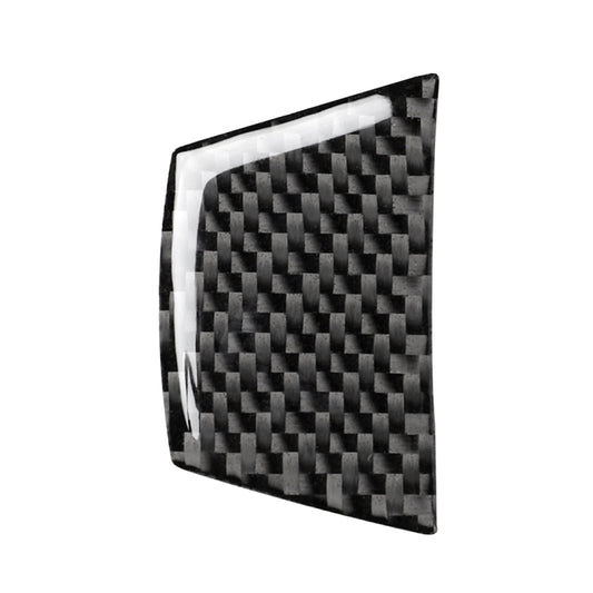 Carbon fiber steering wheel button trim cover with rectangular cutouts, black carbon weave