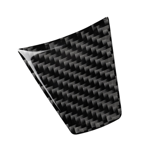 Single carbon fiber steering wheel button trim piece with woven black pattern