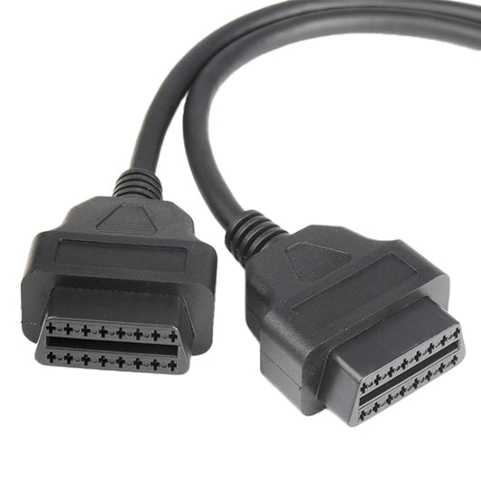 90-degree OBD2 extension cable showing 16-pin connector ends