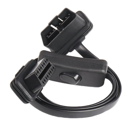 OBD2 diagnostic cable with 16-pin plugs and inline switch control box