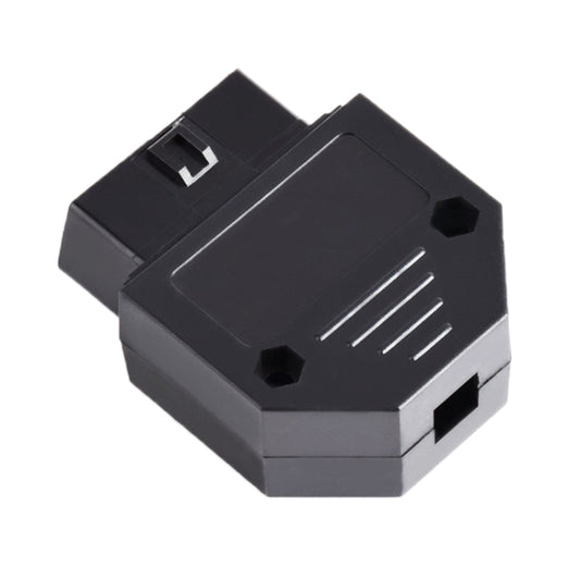 OBD2 female connector plug, black, rear side with mounting tab