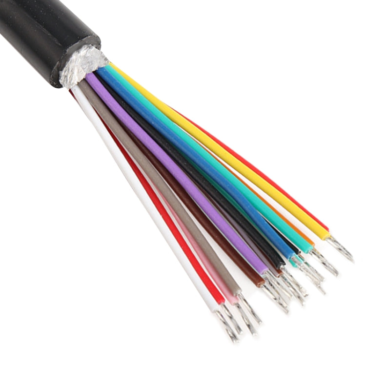 Color-coded wires for 16-pin OBD2 extension cable with stripped ends