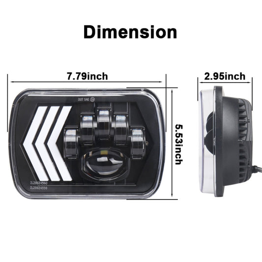 2 PCS 5X7 inch Car Modified Red Background LED Square Headlamp for Jeep Wrangler, For Jeep Wrangler(5X7 inch)