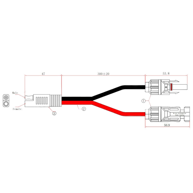MC4 to SAE Solar Power Cord Photovoltaic Connector, MC4 to SAE