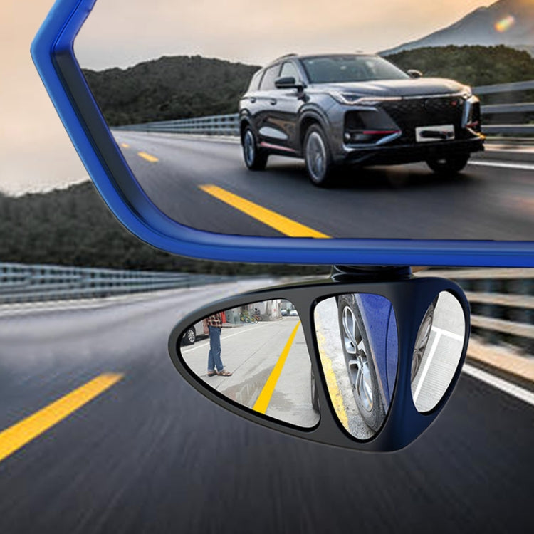 3-in-1 left rearview blind spot auxiliary mirror, black housing with dual convex lenses