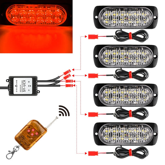 4-in-1 front grille emergency strobe light set with wired controller and LED modules