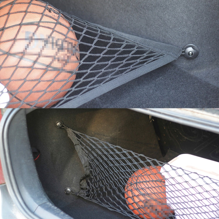 Car trunk luggage net organizer attached with metal hook and net