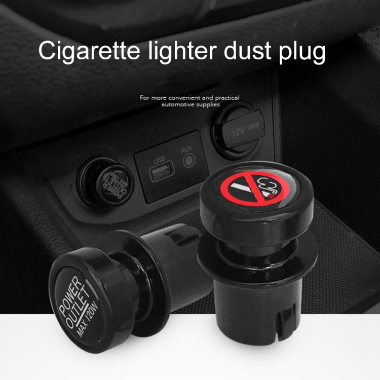 Car cigarette lighter dust plug pair with red slash icon on the caps