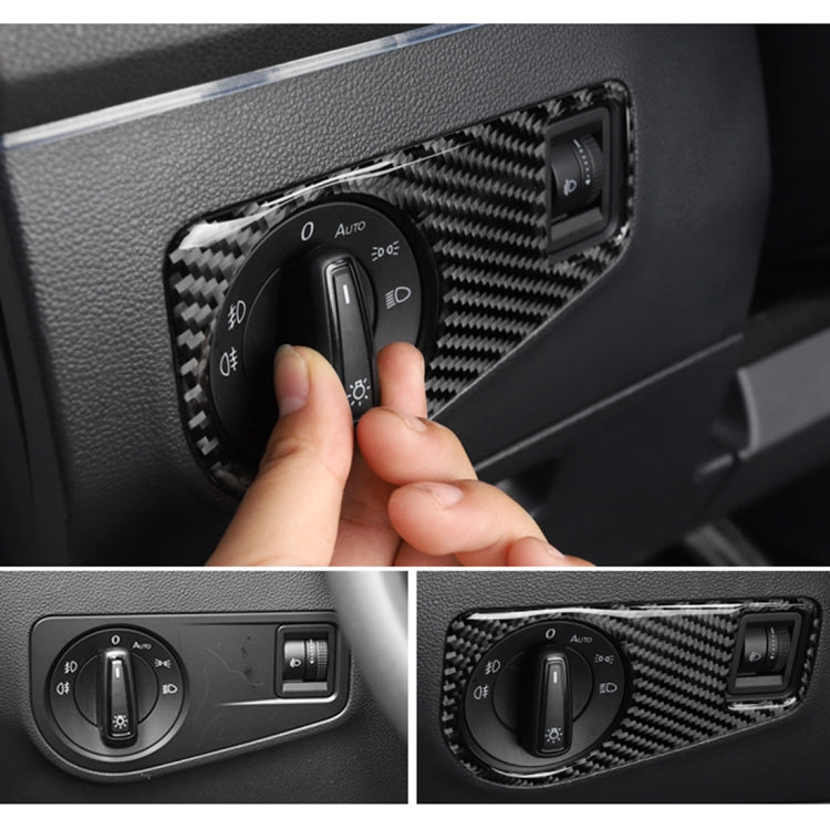 Car Carbon Fiber Headlight Switch Panel Decorative Sticker for Volkswagen Tiguan L 2019-2021, High Configuration, Headlight Switch, High Configuration