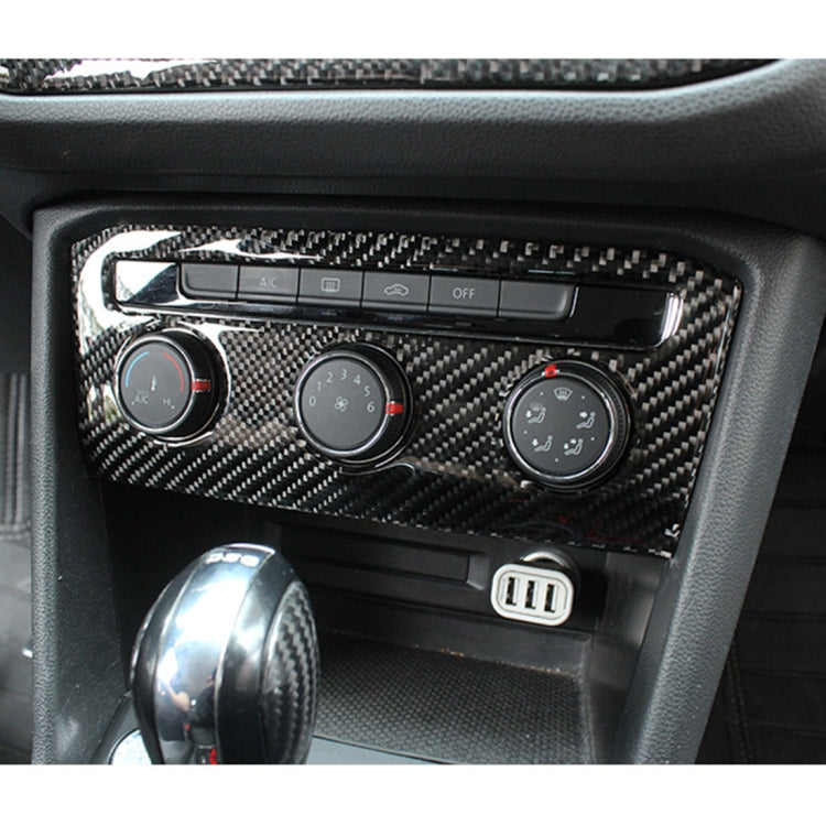 Carbon fiber air control panel trim sticker with circular knobs cutout, black