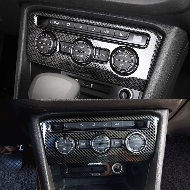 Carbon fiber air-conditioning control panel trim sticker installed on center console