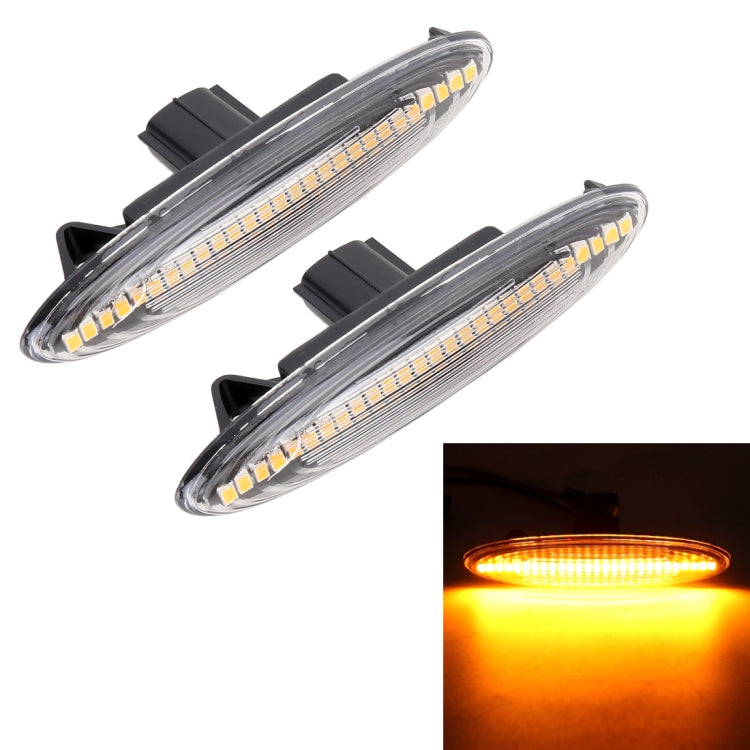 Pair of clear-lens LED side lights for amber dynamic turn signals with holder
