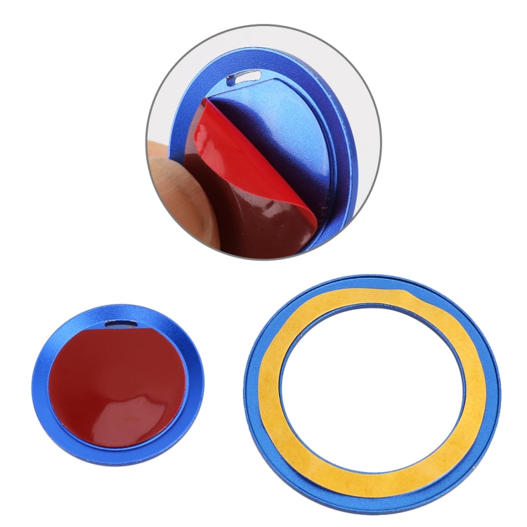 Blue metal start engine stop push button ring trim sticker set