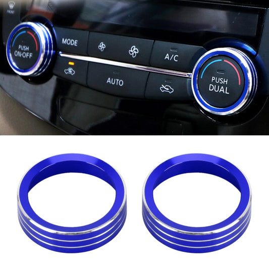2 PCS Car Metal Air Conditioner Knob Case for Nissan X-TRAIL, For Nissan X-TRAIL (Blue), For Nissan X-TRAIL (Red), For Nissan X-TRAIL (Silver)