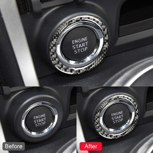Car Carbon Fiber One-button Start Decorative Sticker for Subaru BRZ / Toyota 86 2013-2017, Left and Right Drive Universal, One-button Start