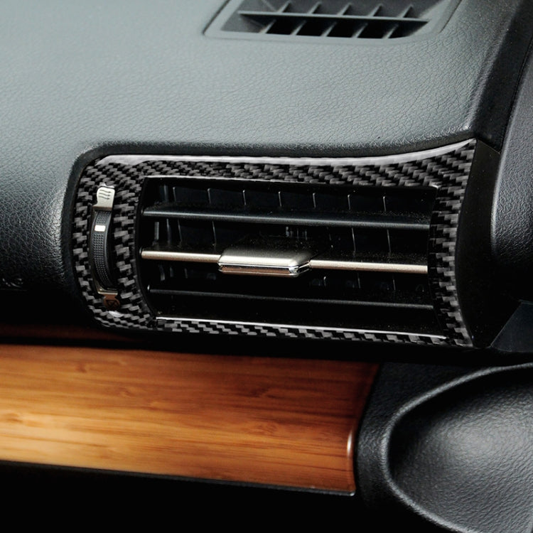 Carbon fiber air vent outlet trim sticker with chrome bar and vent grille border