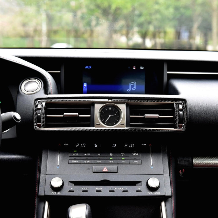 Carbon fiber decorative air vent trim sticker for center console outlet, front view