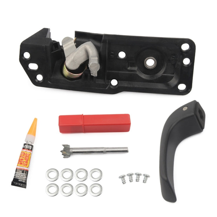 Right door interior handle repair kit with black handle, bracket, screws and washers