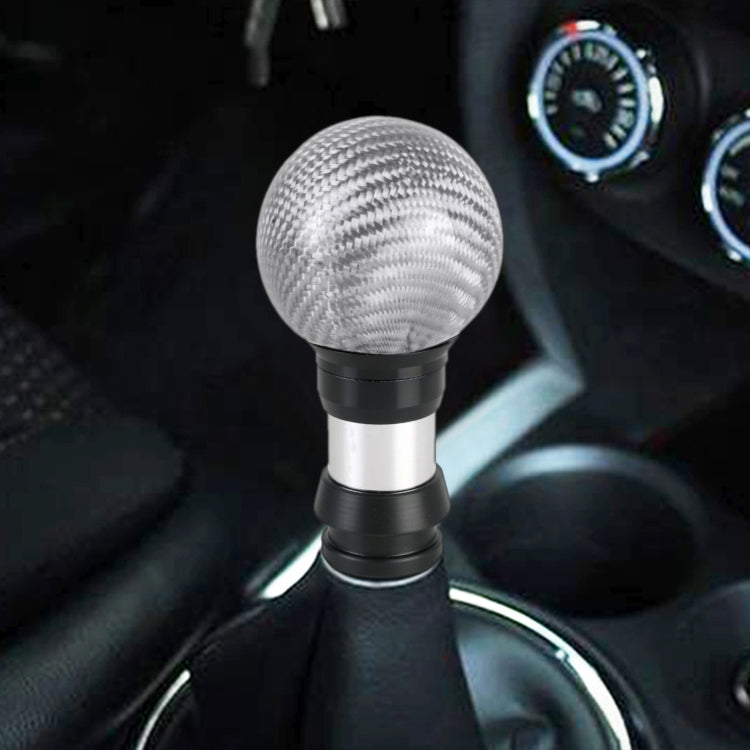 Silver carbon-fiber style telescopic gear shift knob with chrome base