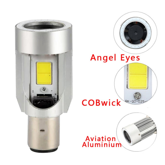 BA20D DC12-80V / 20W / 6000K / 2000LM Motorcycle Headlight with Angel Eyes, BA20D, BA20D (Blue), BA20D (Red)