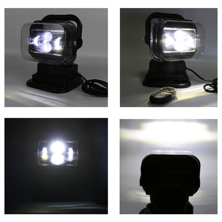 Adjustable LED search light emitting bright beam, front head and spotlight glow visible