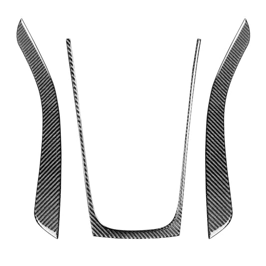 Carbon fiber style gear panel decal set, three curved pieces for car interior