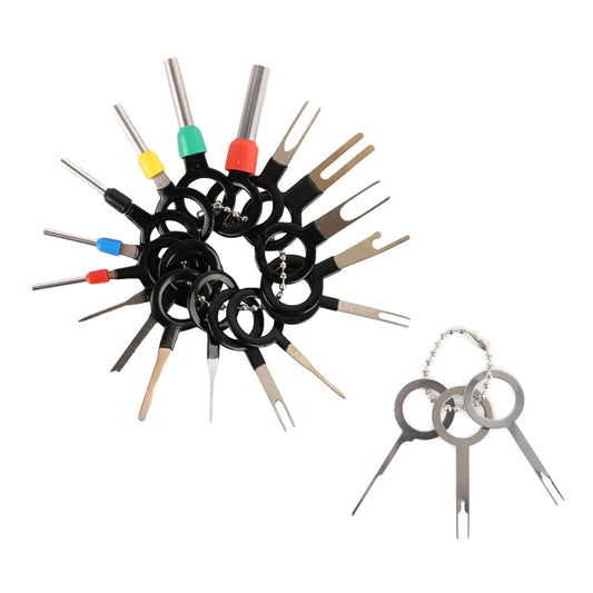 21 in 1 Car Plug Circuit Board Wire Harness Terminal Extraction Pick Connector Crimp Pin Back Needle Remove Tool, 21 in 1