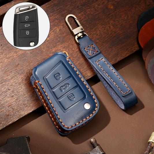 Hallmo Car Cowhide Leather Key Protective Cover Key Case for Volkswagen Lavida B Style, For Volkswagen Lavida B Style, For Volkswagen Lavida BStyle
