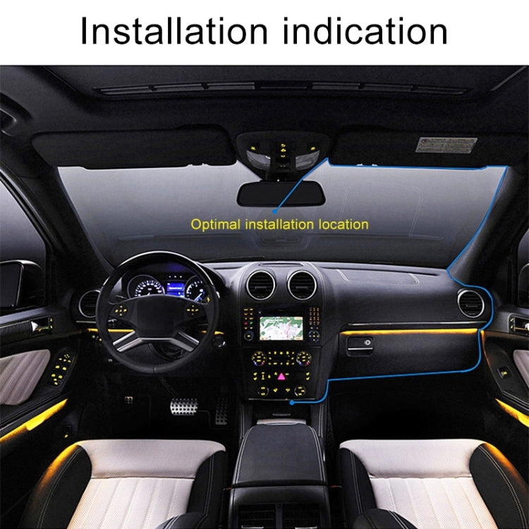 Car dashboard view showing dash cam placement at center windshield