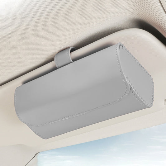 Grey car glasses storage bag with protective flap and side handle